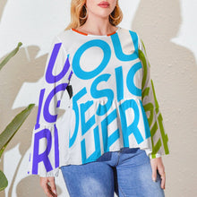 Cargar imagen en el visor de la galería, Camiseta / Blusa talla grande holgada con dobladillo irregular para mujer PL Personalizada con Impresión Completa de múltiples imágenes con Foto Logo Patrón Texto
