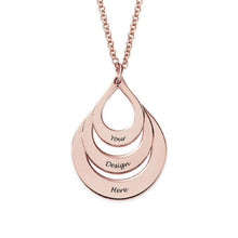 Cargar imagen en el visor de la galería, Collar Grabado en Forma de Gota para Familia Mujer Hombre X0062 Personalizado con Texto Nombre de Plata de Ley 925 / Cobre
