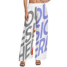 Cargar imagen en el visor de la galería, Pantalones de pierna ancha frescos de verano para mujer NP Personalizados con Impresión Completa de múltiples imágenes con Foto Logo Patrón Texto
