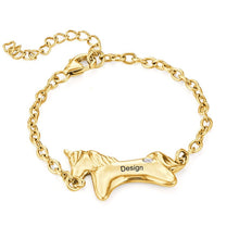 Cargar imagen en el visor de la galería, Pulsera con Unicornio Grabado para Mujer Hombre S0040 Personalizada con Texto Nombre
