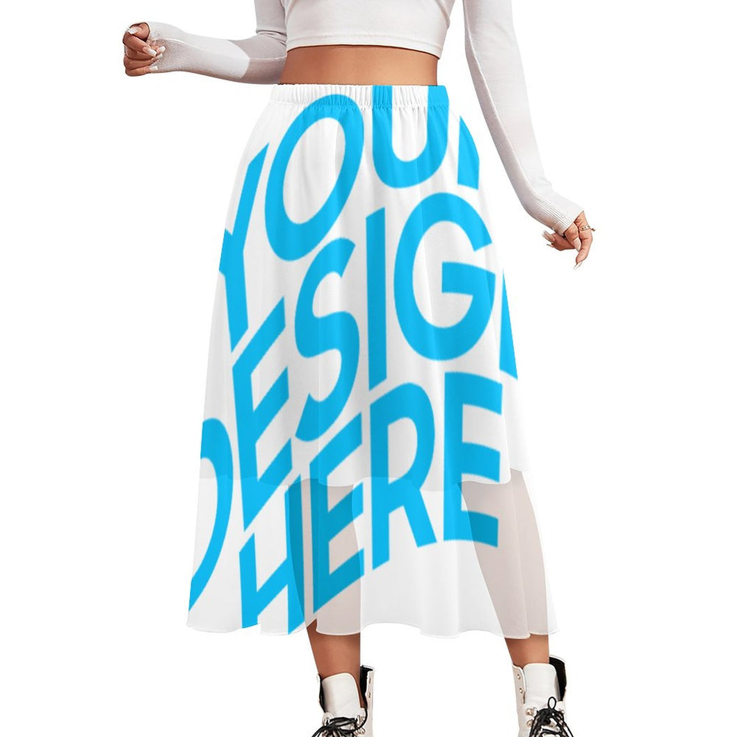 Falda de gasa de doble capa con estampado de verano para mujer NZ062 Personalizada con Impresión Completa de una imagen con Foto Logo Patrón Texto