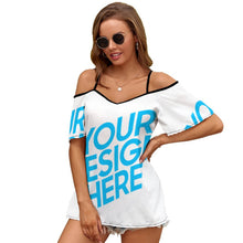 Cargar imagen en el visor de la galería, Camiseta con Tirantes Hombros Descubiertos Sexy para Mujer NZ019 Personalizada con Impresión Completa de una imagen con Foto Logo Patrón Texto
