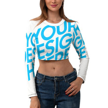 Cargar imagen en el visor de la galería, Camiseta / Crop Top de Manga Larga Sexy para Mujer NZ108 Personalizada con Impresión Completa con Foto Logo Patrón Texto
