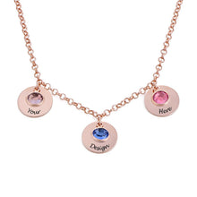 Cargar imagen en el visor de la galería, Collar Inicial de Colgantes con Piedra de Nacimiento en Plata de Ley 925 / Cobre X0084 Grabado Personalizado con Texto Nombre
