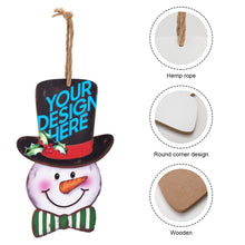 Cargar imagen en el visor de la galería, Cartel de Madera de Muñeco de Nieve de Navidad con Diseño Personalizado Personalizada de Tus Imágenes o Textos
