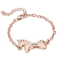 Cargar imagen en el visor de la galería, Pulsera con Unicornio Grabado para Mujer Hombre S0040 Personalizada con Texto Nombre
