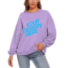 Cargar imagen en el visor de la galería, Sudadera para mujer con mangas abullonadas de vellón holgada con cuello redondo y hombros caídos  casual NZ2205185 D85 Personalizada con Foto, Texto o Logo
