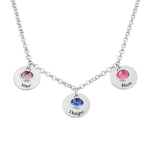 Cargar imagen en el visor de la galería, Collar Inicial de Colgantes con Piedra de Nacimiento en Plata de Ley 925 / Cobre X0084 Grabado Personalizado con Texto Nombre
