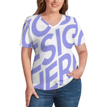 Cargar imagen en el visor de la galería, Camiseta de Manga Corta con Cuello en V para Mujer NZ109 Personalizada con Impresión Completa de una imagen con Foto Logo Patrón Texto
