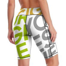Cargar imagen en el visor de la galería, Pantalones de Yoga Cintura Alta Leggings de Yoga 1/2 para Mujer Y011B Personalizados con Impresión Completa de múltiples imágenes con Foto Logo Patrón Texto

