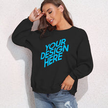 Cargar imagen en el visor de la galería, Sudadera holgada con cuello redondo y hombros caídos para mujer 100% algodón casual NZ2205148 A-071Personalizado Personalizada con Foto, Texto o Logo
