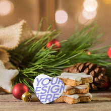 Cargar imagen en el visor de la galería, Adornos Decoraciones de Navidad de Corazón / Adornos Navideños Personalizados con Foto Logo Patrón Texto (Impresión Completa de Una Imagen)
