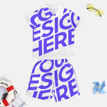 Cargar imagen en el visor de la galería, Conjunto playero playera manga corta y shorts niño (2 piezas) A27TZ personalizado con patrón foto texto (impresión de imagen única)
