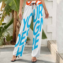 Cargar imagen en el visor de la galería, Pantalones Holgados de cintura elástica de piernas anchas para mujer NZ203 Personalizados con Impresión Completa de múltiples imágenes con Foto Logo Patrón Texto

