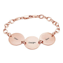 Cargar imagen en el visor de la galería, Pulsera de Discos Grabado con Nombre Texto de Plata de Ley 925 / Cobre para Mujer Hombre S0042 Personalizada
