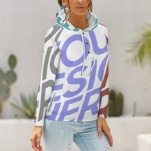 Cargar imagen en el visor de la galería, Sudadera Deportiva con Estampado Botones Capucha para mujer QH Personalizada con impresión completa de múltiples imágenes con Foto Logo Patrón Texto
