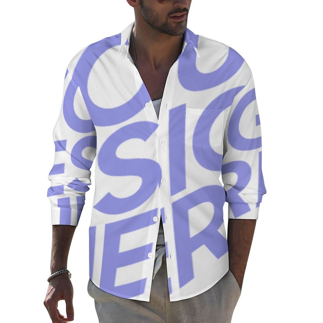 Camisa Casual Moderna de Manga Larga con Solapa y Bolsillo para Hombre AY007 Personalizada con Impresión Completa de Una Imagen con Foto Logo Patrón Texto