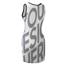 Cargar imagen en el visor de la galería, Vestido Correas Anchas cuello redondo sin Mangas de Verano para Mujeres NZ014 Personalizado con Impresión Completa de múltiples imágenes con Foto Logo Patrón Texto
