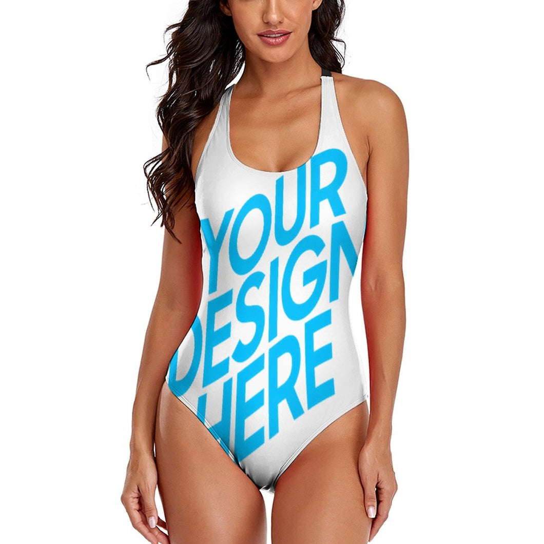 Bañador / Bikini de Una Pieza con Tirantes Cruzados de Mujer LT3150 Personalizado con Foto Logo Patrón Texto (Impresión Completa de una sola imagen)