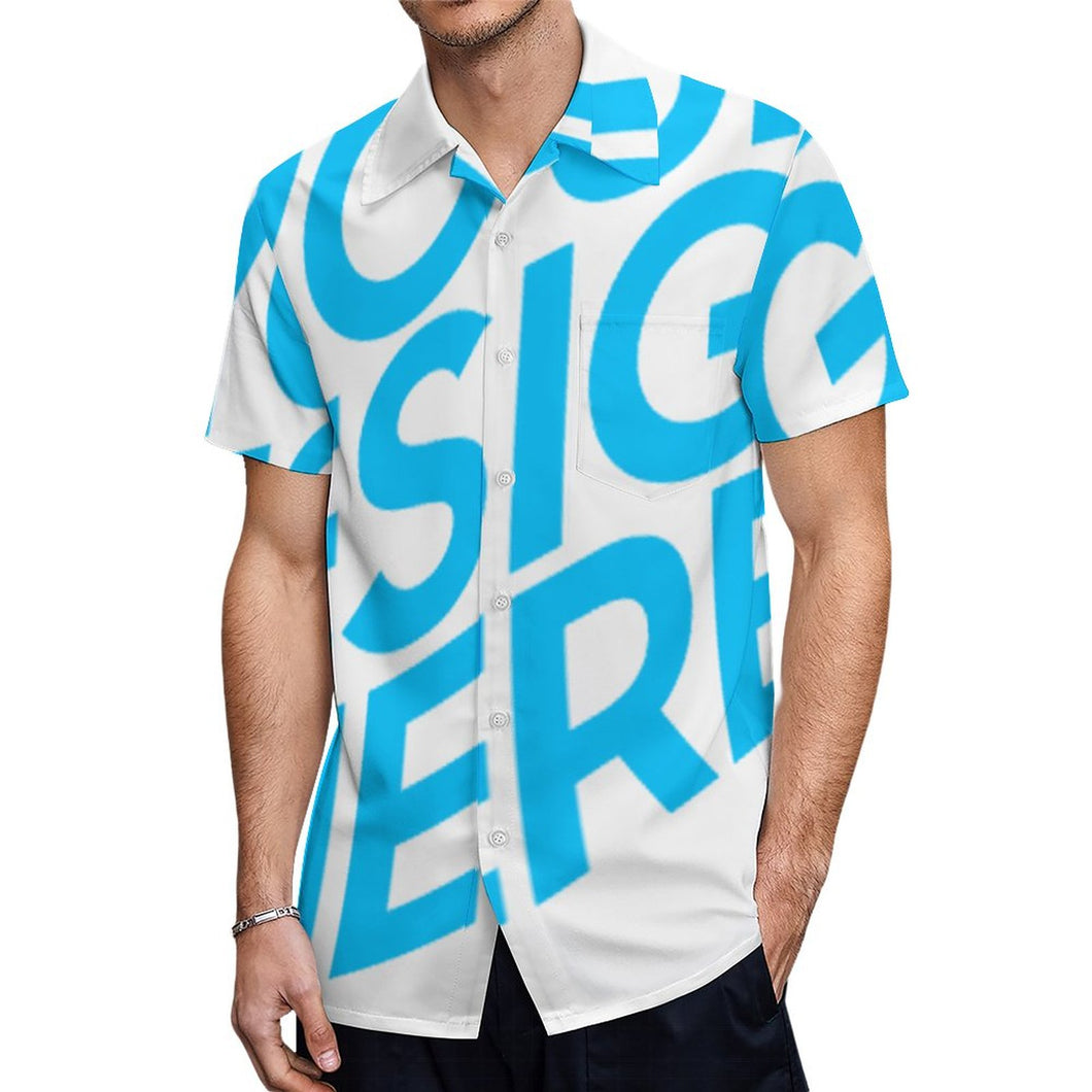 Camisa casual manga corta con bolsillo para hombre NS Personalizada con Impresión Completa de una imagen con Foto Logo Patrón Texto