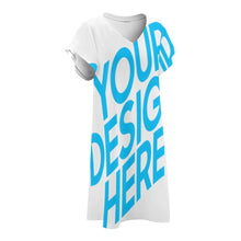 Cargar imagen en el visor de la galería, Vestido holgado de Manga Corta con Cuello en V para mujer NZ2202046 Personalizado con Impresión Completa de una imagen con Foto Logo Patrón Texto
