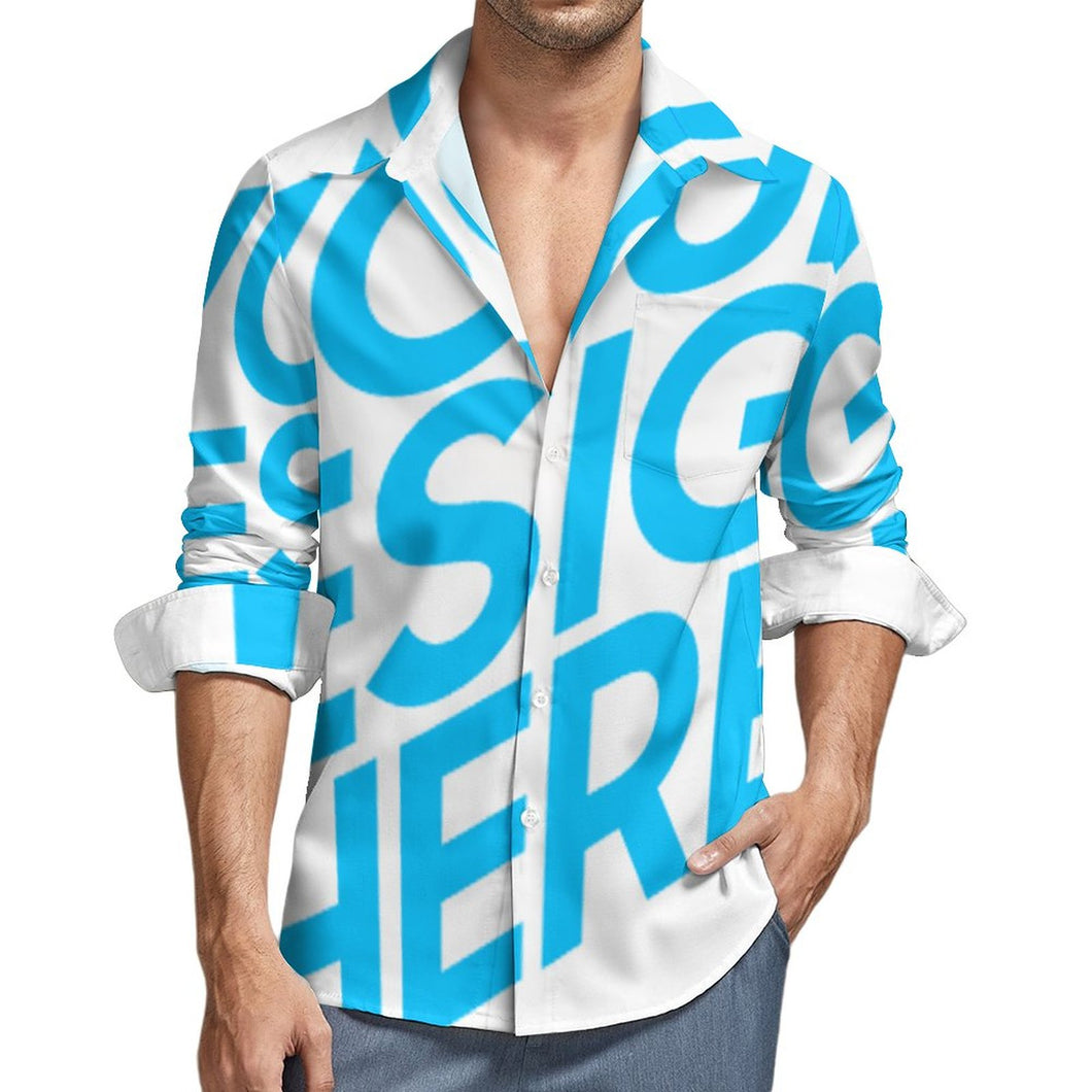 Camisa de manga larga para hombre con estampado de una sola imagen de gran tamaño LS personalizada con diseño de logotipo texto patrón fotos e impresión usted mismo