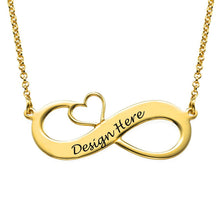 Cargar imagen en el visor de la galería, Collar con Símbolo de Infinito y Corazón de Plata / Cobre para Mujer X0077 Grabado Personalizado con Texto Nombre
