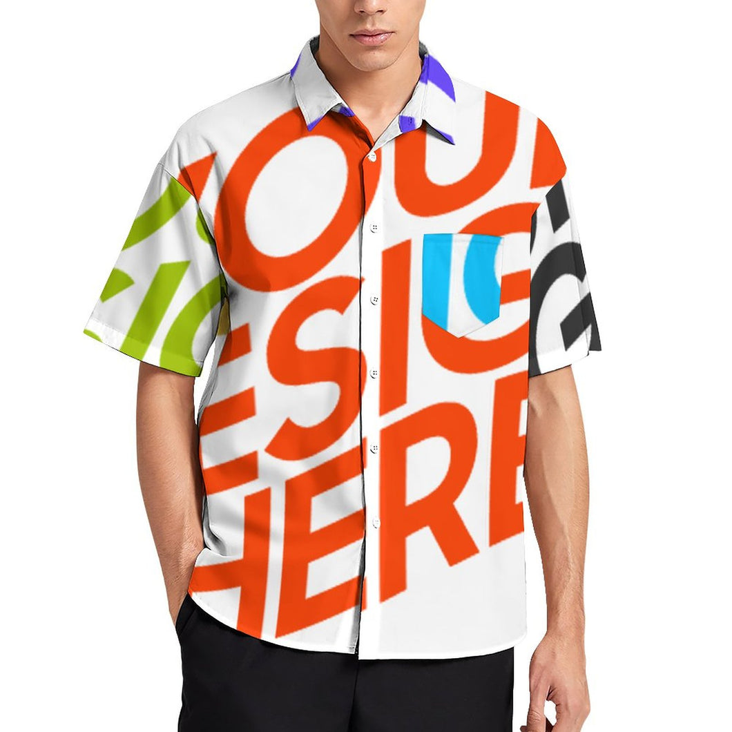 Camisa / Camiseta Manga Corta con Solapa Bolsillo para hombre B339 Personalizada con Impresión Completa de múltiples imágenes con Foto Logo Patrón Texto