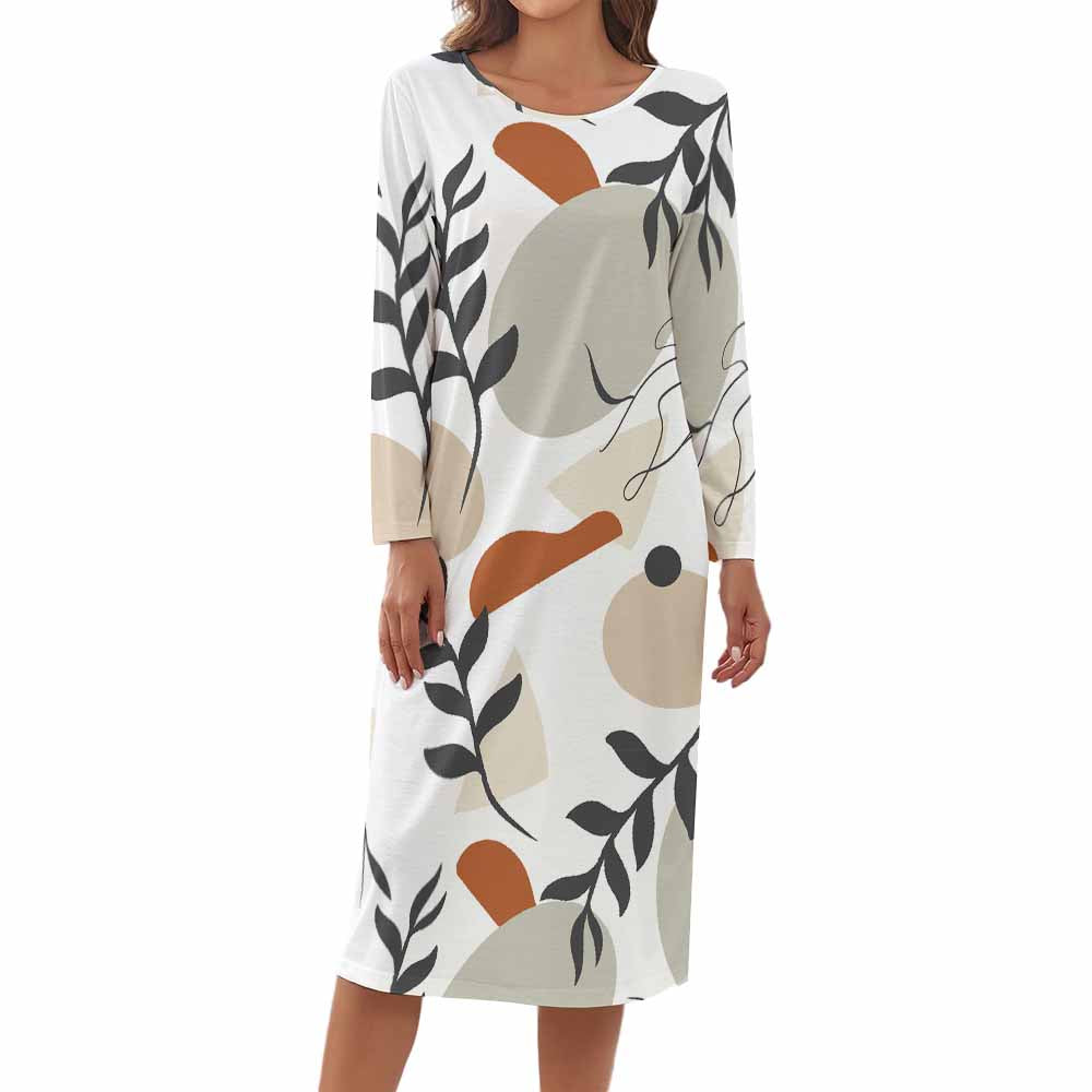 Camisón de dormir largo de casa Pijama Vestido Cómodo Suave para mujer AEQ Personalizado con Impresión Completa de una imagen con Foto Logo Patrón Texto