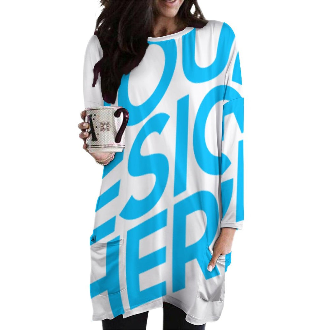 Sudadera sin capucha manga larga con cuello redondo bolsillo grande para mujer A072 Personalizada con Impresión Completa de una imagen con Foto Logo Patrón Texto