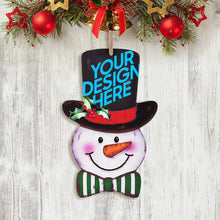 Cargar imagen en el visor de la galería, Cartel de Madera de Muñeco de Nieve de Navidad con Diseño Personalizado Personalizada de Tus Imágenes o Textos
