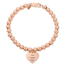 Cargar imagen en el visor de la galería, Pulsera de Bolas Plateadas con Colgante Corazón S0018 Personalizada para mujer hombre de cobre / plata de ley 925
