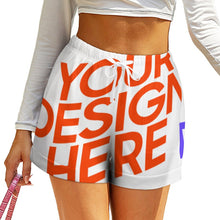 Cargar imagen en el visor de la galería, Pantalones Cortos Deportivos Sueltos Cintura Alta para Mujer HP Personalizados con Impresión Completa de múltiples imágenes con Foto Logo Patrón Texto

