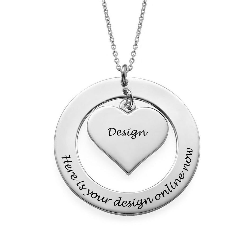 Collar con corazón anillo longitud ajustable en plata de ley 925 chapado de oro rosa de 18K para mujer madre X0052 Personalizado con texto nombre