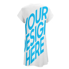 Cargar imagen en el visor de la galería, Vestido holgado de Manga Corta con Cuello en V para mujer NZ2202046 Personalizado con Impresión Completa de una imagen con Foto Logo Patrón Texto
