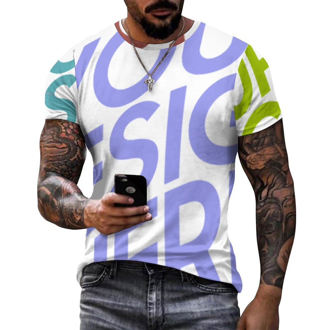 Camiseta algodón puro estampado manga corta para hombre ay001 Personalizada con Impresión Completa de múltiples imágenes con Foto Logo Patrón Texto