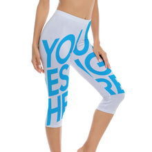 Cargar imagen en el visor de la galería, Pantalones 3/4 de Yoga Leggings de Cintura Alta de Fitness Ejercicio para Mujer SY009 Personalizados con Impresión Completa de una imagen con Foto Logo Patrón Texto
