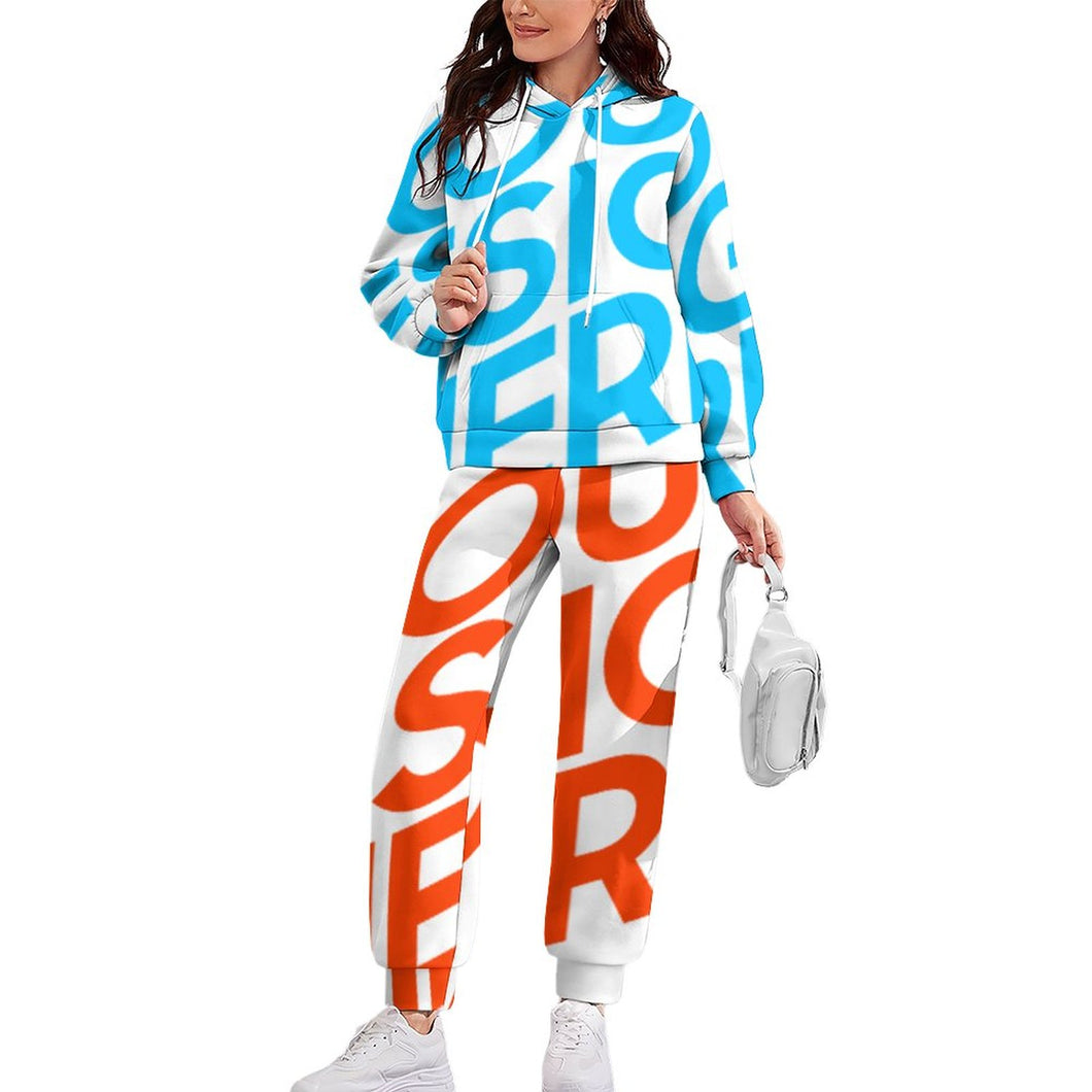 Conjunto de sudadera con capucha casual para mujer 4T03 Personalizado con Impresión Completa de una imagen con Foto Logo Patrón Texto