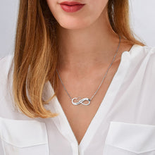 Cargar imagen en el visor de la galería, Collar con Símbolo de Infinito y Corazón de Plata / Cobre para Mujer X0077 Grabado Personalizado con Texto Nombre
