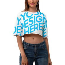 Cargar imagen en el visor de la galería, Camiseta corta Crop Top Sexy Manga Corta con Cuello Redondo de mujer NZ110 Personalizada con Impresión Completa de una imagen con Foto Logo Patrón Texto
