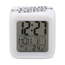 Cargar imagen en el visor de la galería, Reloj Despertador con 7 Colores Cambiados Alarma Digital con Calendario y Termómetro para Trabajar Estudiantes JJ0529002 Personalizado Impresion Completa de Múltiples Imágenes con Foto Logotipo Patrón Texto
