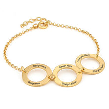 Cargar imagen en el visor de la galería, Pulsera Personalizada S0041 de 3 Círculos para Mujer Hombre con Grabado en Plata de Ley con Texto Nombre
