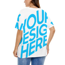 Cargar imagen en el visor de la galería, Camiseta casual manga corta talla grande para mujer A562 Personalizada con Impresión Completa de una imagen con Foto Logo Patrón Texto
