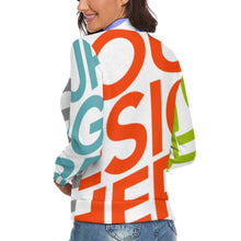 Cargar imagen en el visor de la galería, Jersey Suéter Holgado Básico de Cuello Alto para Mujer MY01 Personalizado con Impresión Completa de múltiples imágenes con Foto Logo Patrón Texto
