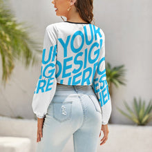 Cargar imagen en el visor de la galería, Blusa corta sexy con lazo para mujer NZ131 Personalizada con Impresión Completa con Foto Logo Patrón Texto
