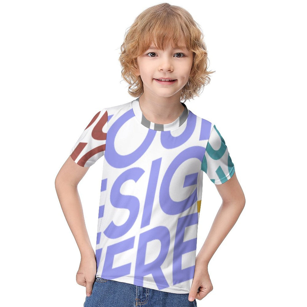 Camiseta estampada suave manga corta para niños ET023 Personalizada con Impresión Completa de múltiples imágenes con Foto Logo Patrón Texto