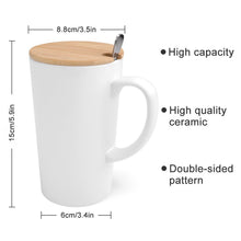 Cargar imagen en el visor de la galería, Taza Cónica con Tapa de Bambú y Cuchara de Acero Inoxidable con Diseño Personalizado Personalizada de Tus Imágenes o Textos
