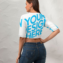 Cargar imagen en el visor de la galería, Camiseta corta Crop Top Sexy Manga Corta con Cuello Redondo de mujer NZ110 Personalizada con Impresión Completa de una imagen con Foto Logo Patrón Texto

