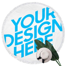 Cargar imagen en el visor de la galería, Toalla de Playa con Flecos Redondos de Fibra con Diseño Personalizado Personalizada de Tu Foto o Texto Online
