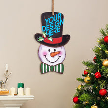 Cargar imagen en el visor de la galería, Cartel de Madera de Muñeco de Nieve de Navidad con Diseño Personalizado Personalizada de Tus Imágenes o Textos
